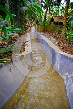 water irrigation channel - stock photo