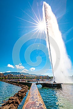 Water jet fountain Geneva