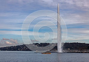 Water Jet fountain in Geneva