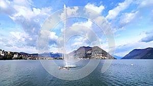 Water Jet of Paradiso on Lake Lugano, Lugano, Switzerland