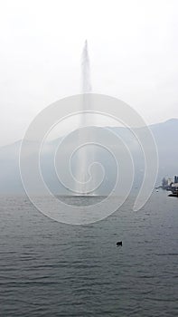 Water jet of Paradiso from Lugano lake