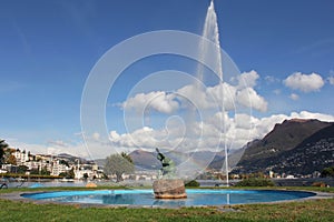 Water jet and rainbow