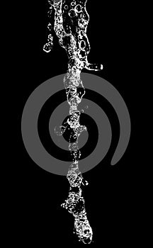 Water jet with spray on a black background