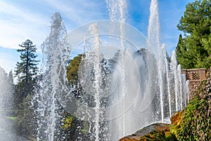 Water jets and fountains of the Villa d`Este in Tivoli