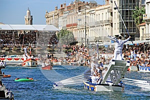 Water Jousting performance in SÃÂ¨te, Languedoc-Roussillon, south of France