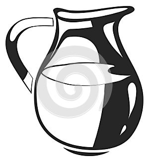 Water jug icon. Glass pitcher. Drink refreshment