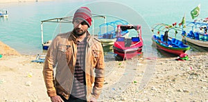Water Lake Beautifull Veiw with Pakistani male models photo