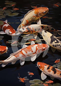 Water lake nature pond beautiful fish swim koi aquatic asian carp background