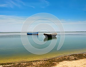 Water landscape with boat