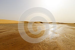 water landscape in the dunes of the Sahara Desert