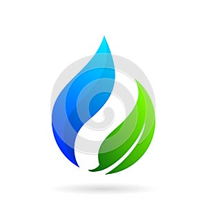 Water and leaf droplet vector logo design