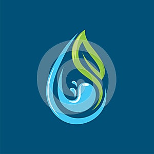 water and leaf icon vector illustration element for brand design