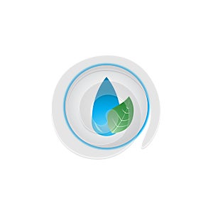 Water Leaf logo combination. Green Planet, Save The Earth Concept, For Website, Annual Report, Infographics