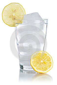 Water lemonade softdrink drink in a glass isolated on white