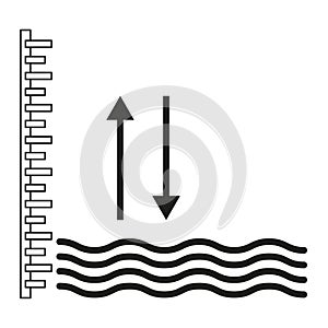 Water level control. Waves scale indicator. Abstract flow diagram. Vector technology element.
