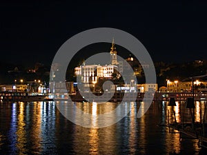 Water and light in Belgrade night