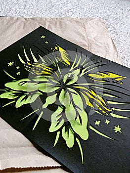 Water Lilies flowers, papercraft handmaded illustration