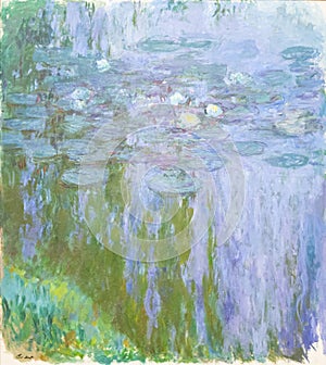 Water-Lilies, Reflection of a Weeping Willow, painting by Claude Monet photo
