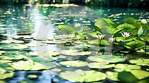 Water lily blooming on a lake.