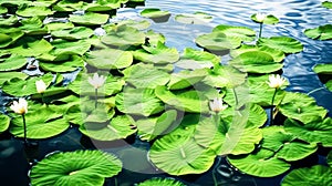 Water lily blooming on a lake.