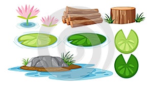 Water Lily Pads and Nature Elements Collection