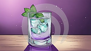 water with lime and mint A glass of water with mint leaves, showing the aroma and the healthiness of water. and ice cubes