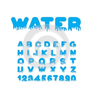 Water Liquid font. aqua alphabet. viscous Letters