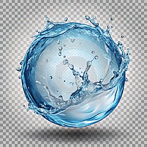 Water liquid splash in a shape of a sphere isolated on transparent background