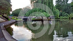 Water lock on canal in Bath, UK