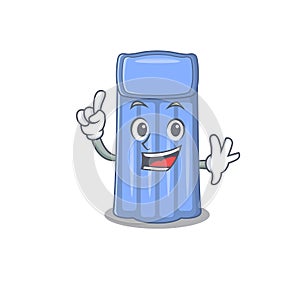 Water mattress mascot character design with one finger gesture