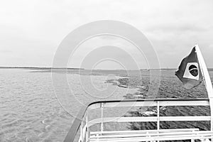 Water meeting in brazil -amazon river with rio del negro