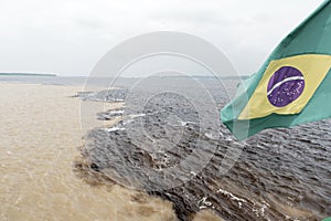 Water meeting in brazil -amazon river with rio del negro