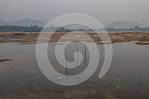 The water in the Mekong River has fallen to a critical level, Sangkhom district, Loei province, Thailand photo