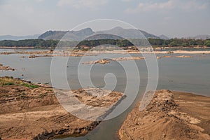 The water in the Mekong River has fallen to a critical level, Sangkhom district, Loei province, Thailand photo