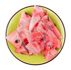 Water melon in a green plate