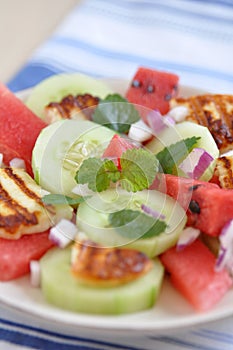 Water Melon Salad with halloumi cheese