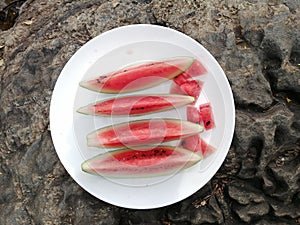 Water Melon in Summer for thirst quench, cooling body on stone background