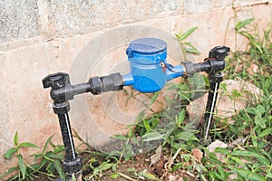 Water Meter blue with black water Pipe