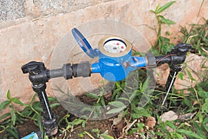 Water Meter blue with black water Pipe