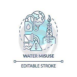 Water misuse concept icon