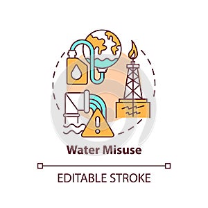 Water misuse concept icon photo