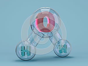 Water molecule. Ecology, biology and biochemistry concept. 3D