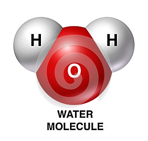 Water molecule h2o isolated oxygen hydrogen red wh photo