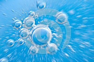 Water. Movement of air bubbles blue beautiful abstract underwater background