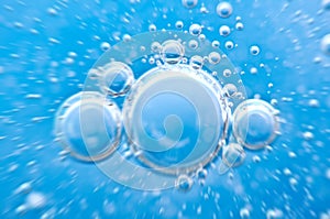 Water. Movement of air bubbles blue beautiful abstract underwater background