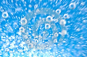 Water. Movement of air bubbles blue beautiful abstract underwater background