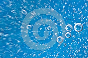 Water. Movement of air bubbles blue beautiful abstract underwater background