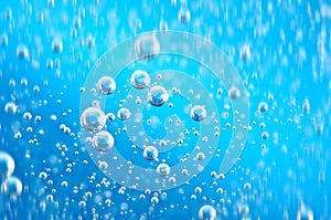 Water. Movement of air bubbles blue beautiful abstract underwater background