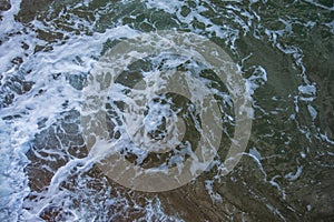 Water movement near the coast. View from above