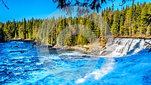 Water of the Murtle River as it tumbles over the cusp of Dawson Falls in Wells Gray Provincial Park